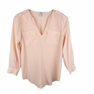 JOIE Peach Silk Tunic Peasant Blouse XXS